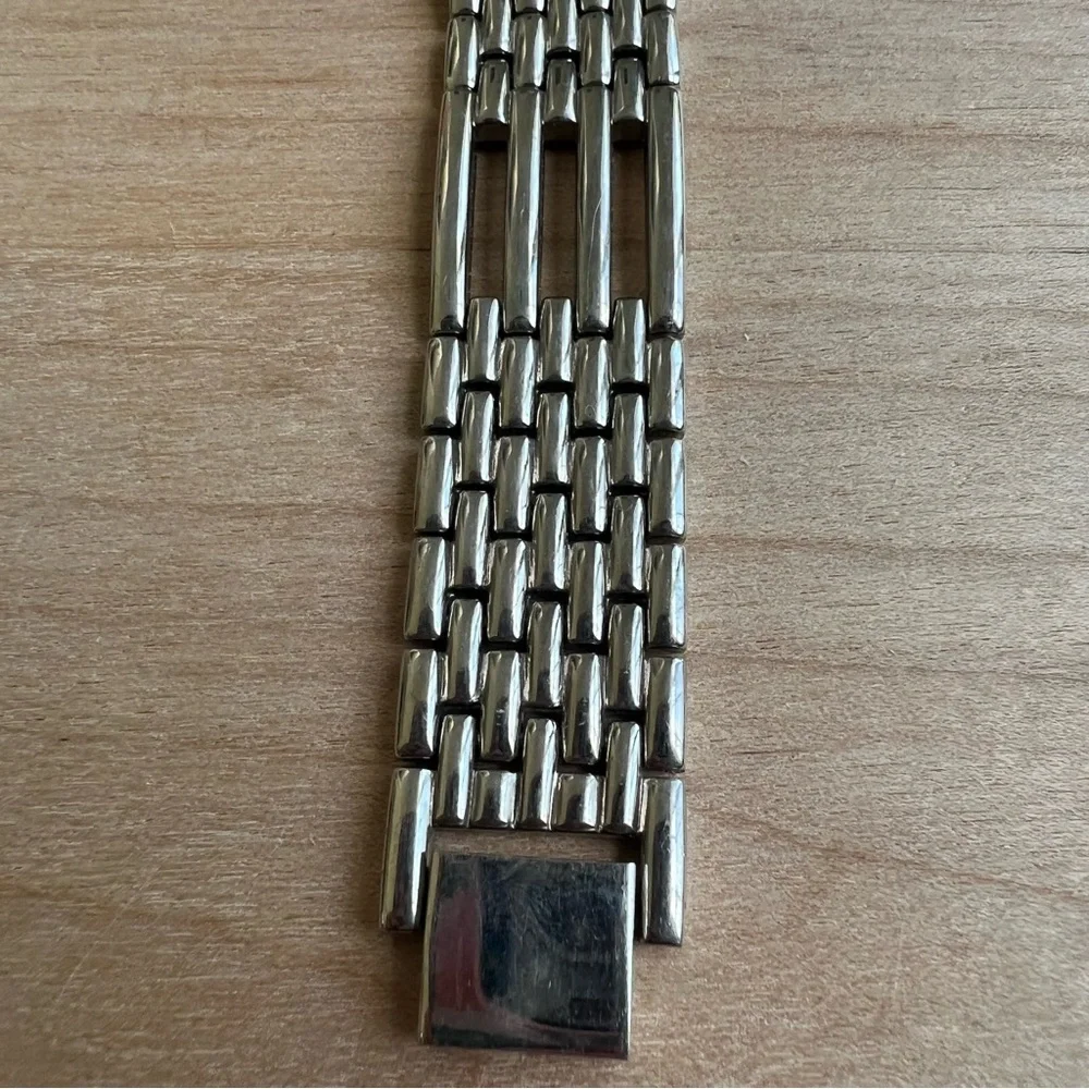 Bijou terner men’s silver tone diamond museum style mens watch NEW BATTERY